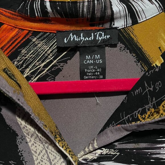 Michael Tyler Women's Black and Gold Abstract Print Button-Up Shirt - Picture 4 of 5